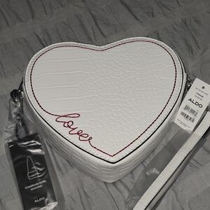 Aldo White and Red Heart Crossbody Bag